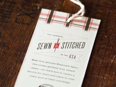 Dribbble - Woolrich Sewn & Stitched by Brent Couchman #woolrich #print #hang #tag #logo