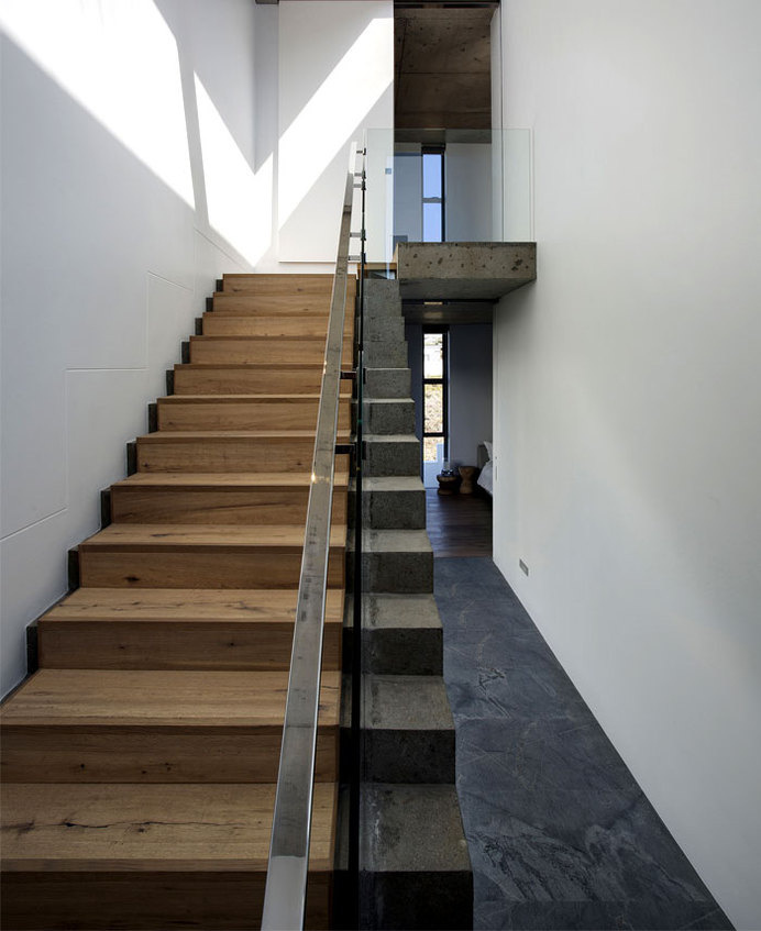 Sophisticated and Elegant Pearl Bay Residence floors finished wide board oak #stairs