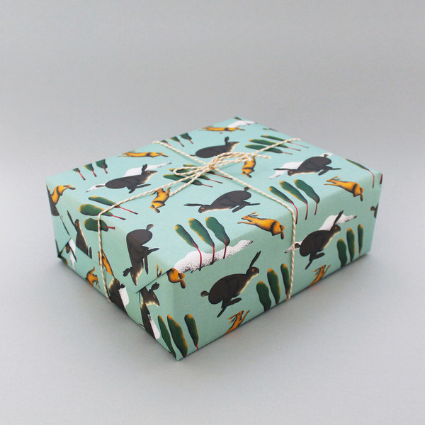 Image of Hares Wrapping Paper #paper #rabbit #pattern #wrapping