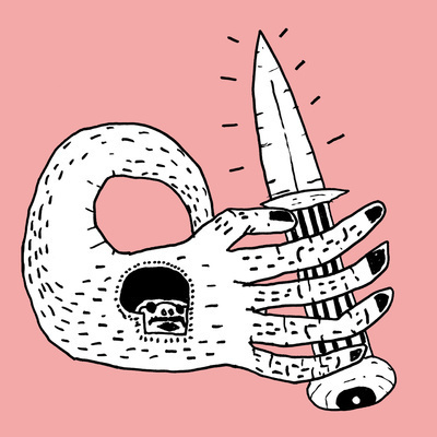 JJ&Friends knife #illustration #knife #tattoo #pink #hands