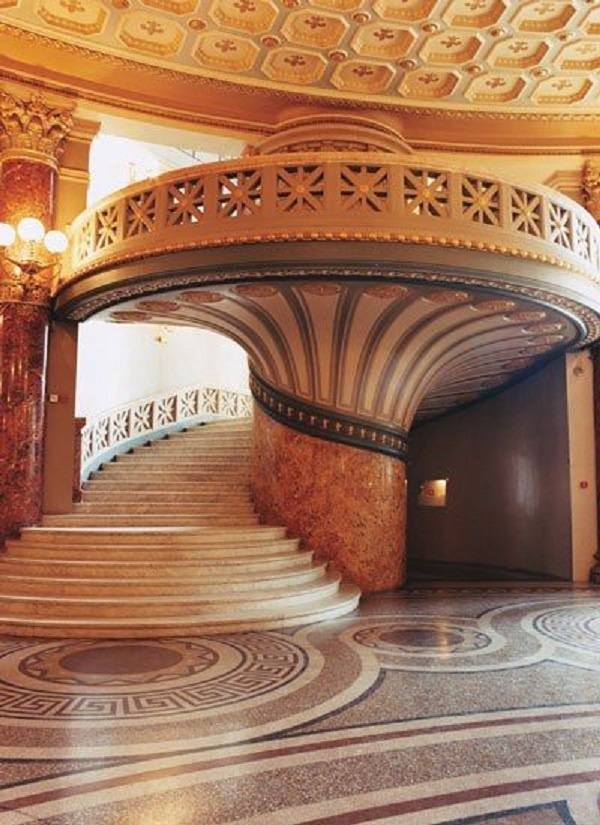 The neoclassic Romanian Atheneum, constructed in 1888 by French architect Albert Galleron