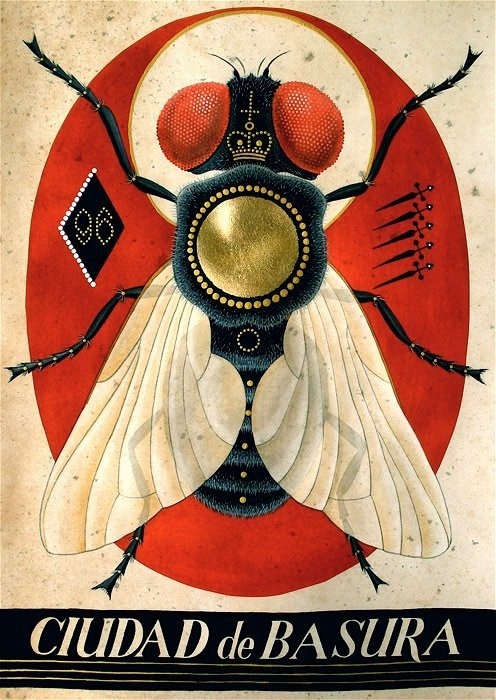 The dreamlike world of Christopher Conn Askew #red #leaf #print #bug #illustration #fly #gold