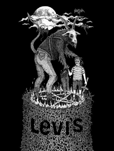 and if it's real #white #levis #black #goat #illustration #drawing #satan