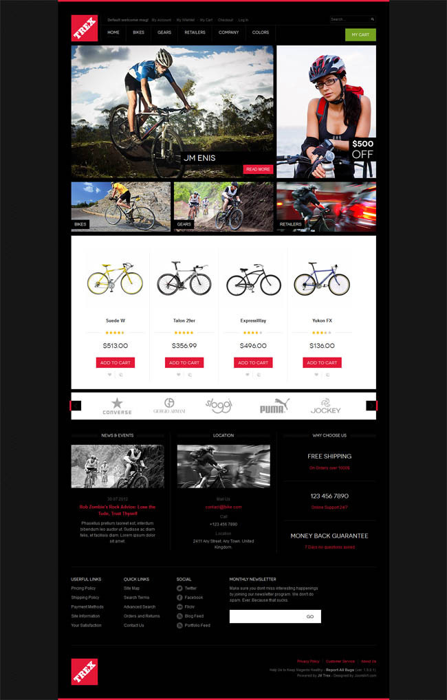 Trex : Free Responsive Magento Theme for Bike Store