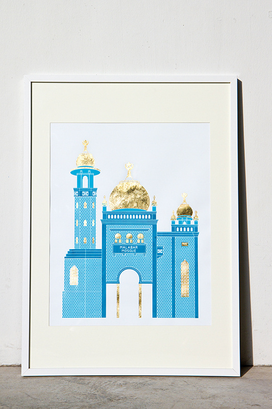Malabar Mosque #vector #silkscreen #screenprinting #printmaking #tactile #leaf #print #muslim #ramadan #craft #illustration #screen #leafing #11mosque #gold #mosque #singaporean #singapore