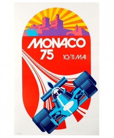 grain edit · Monaco 1975 Grand Prix Automobile Race Poster #red #monaco #vintage #1970s #poster #racing #race