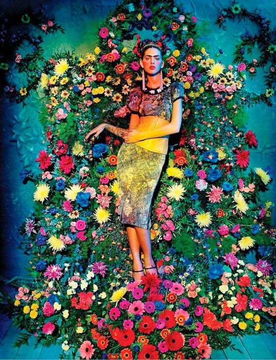 Sandrine & Michael shoot Agnes Sokolowska in a Frida Kahlo inspired shoot, styled by Laurent Dombrowicz, for the latest issue of Italian Amica magazine.