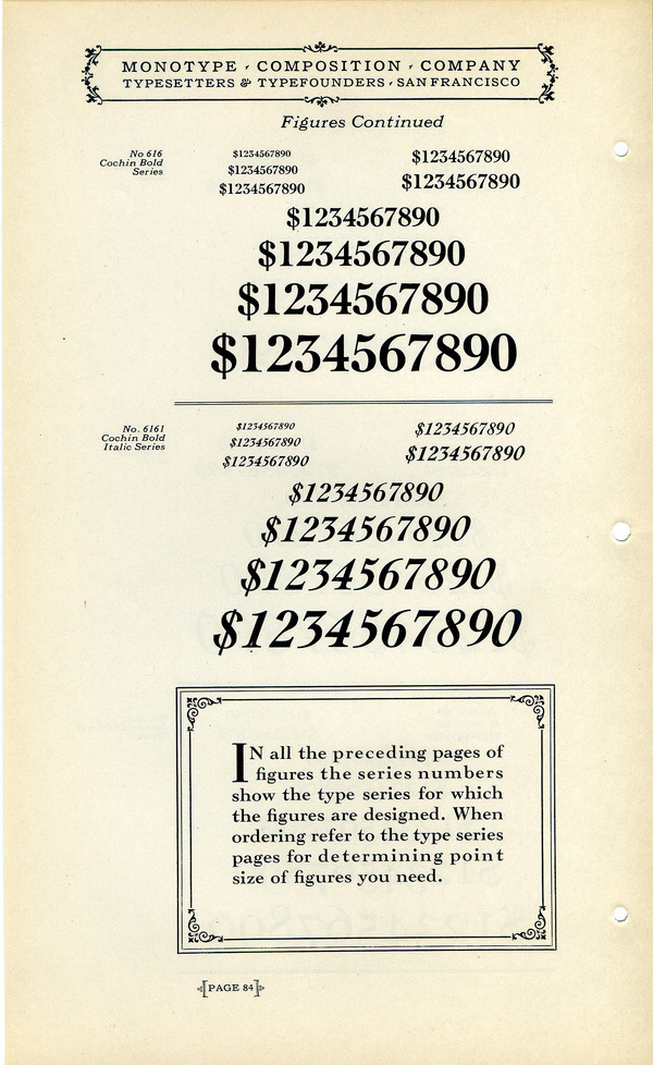 Monotype Cochin figures type specimen #type #specimen