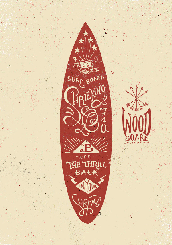 Surfboard typography #surfing #handwritten #typography