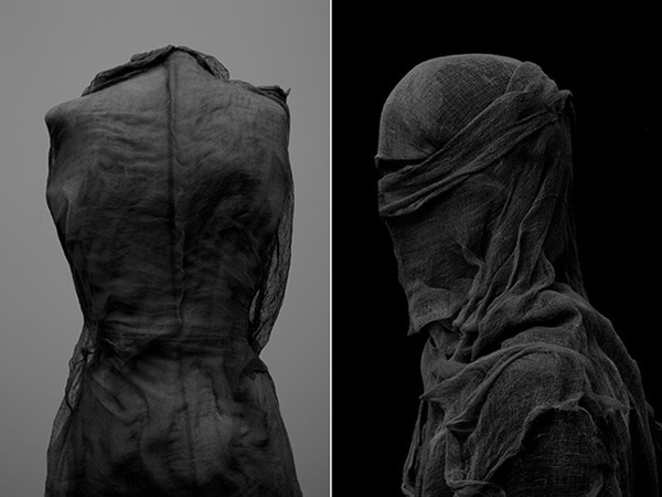 Nicolas Alan Cope, Dustin Edward Arnold, Veda #shroud #fabric #sculpture #white #black #portrait #veil #garment