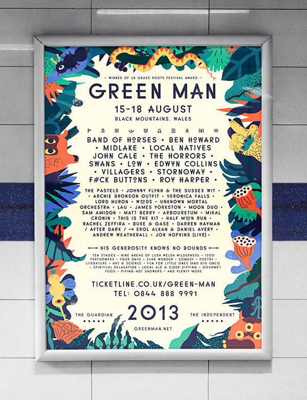 Green Man Festival poster #illustration #festival #poster #typography