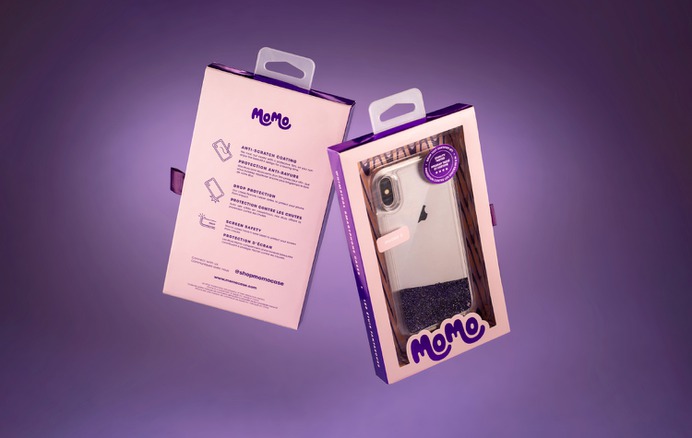 Momo Smartphone Case Packaging Inspired by the 1970s