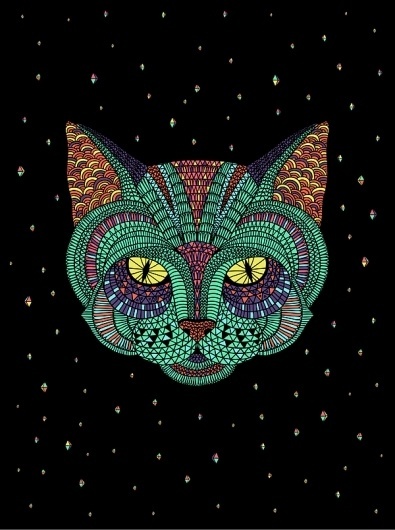 Intergalactic Animals on the Behance Network #illustration #face #cat #poster