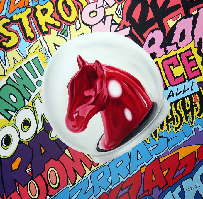 'THE SPACE HORSE' OIL & SPRAY PAINT ON CANVAS