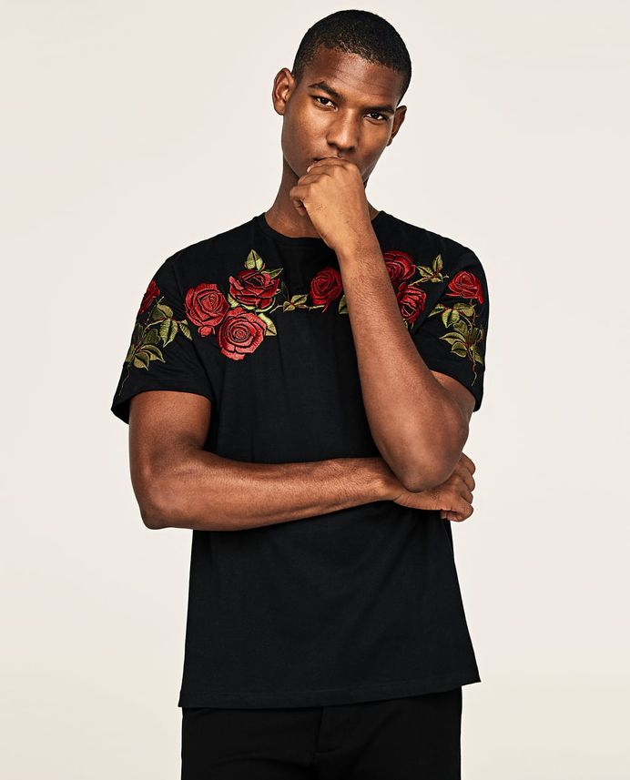 EMBROIDERED ROSES T-SHIRT - Available in more colours