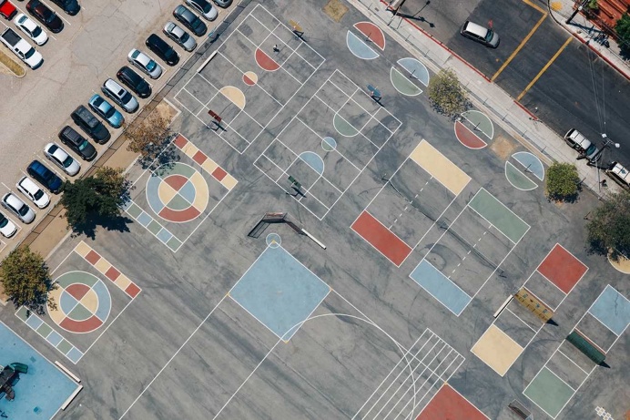 Karl Hab Captures Stunning Views of LA's Tennis and Basketball Courts From Above