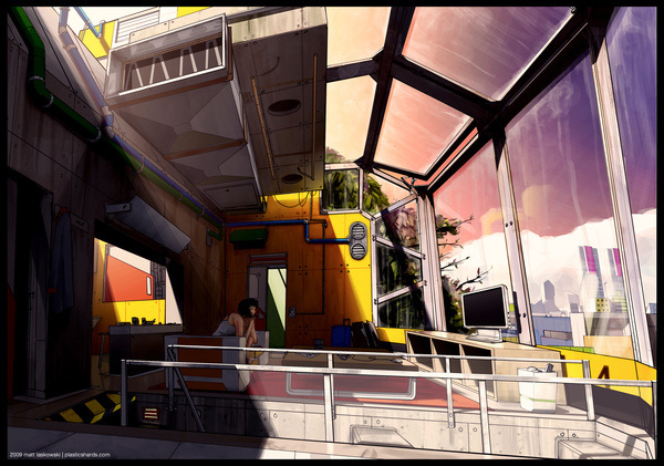 Settling In by `fox orian on deviantART #interior #settling #in #design #futuristic #home #digital #illustration #anime #art #future