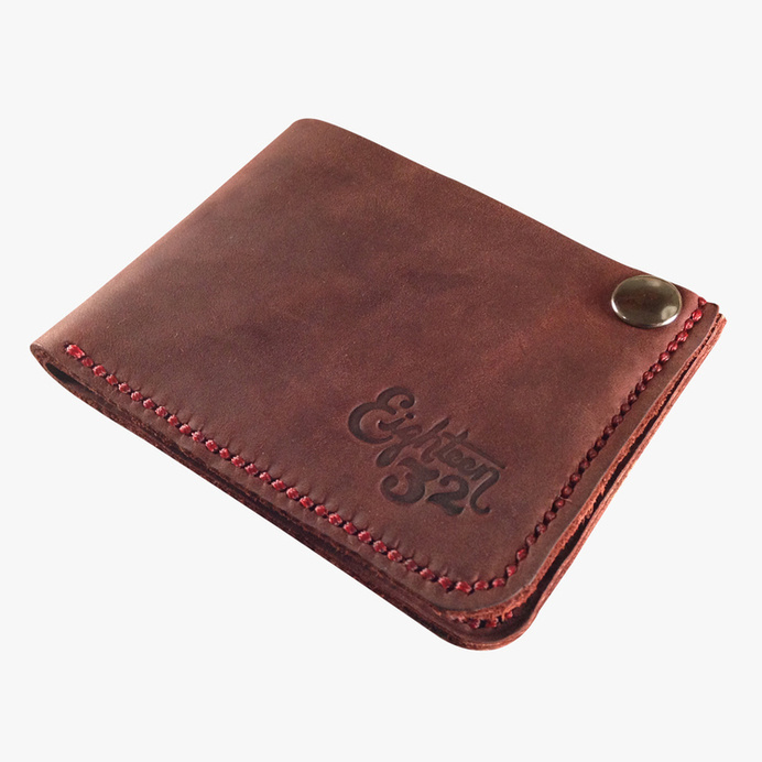 Dark Red Billfold — Eighteen32 #stitching #wallet #leather #snap #money #billfold