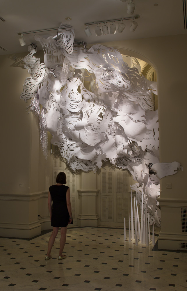 Cut paper installation by Mia Pearlman