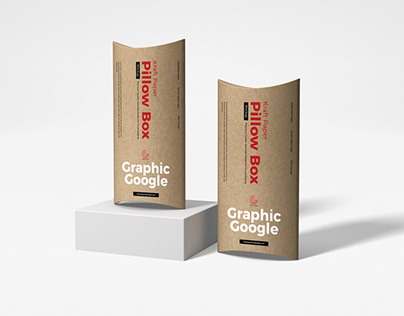 Free Kraft Paper Pillow Box Mockup
