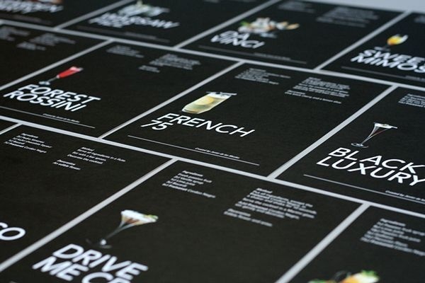 For London Cocktail Week, Freixenet commissioned us to design a piece to showcase their signature cocktail recipes. We chose to create a ser #white #elastic #postcard #fresh #fruit #colours #gradient #booklet #band #cocktails