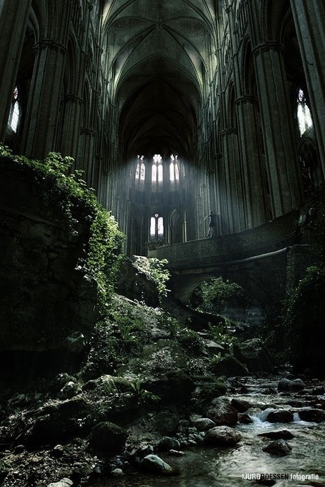 Miss M's #temple #fantasy #dream #people #building #light #rays #dark