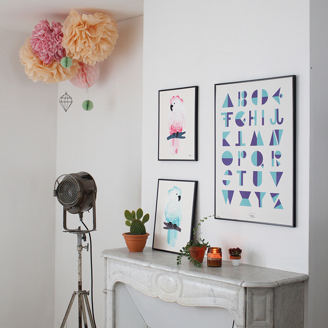 #nordic #design #graphic #illustration #danish #bright #simple #nordicliving #living #interior #kids #room #poster #cockatoo #bird #pink