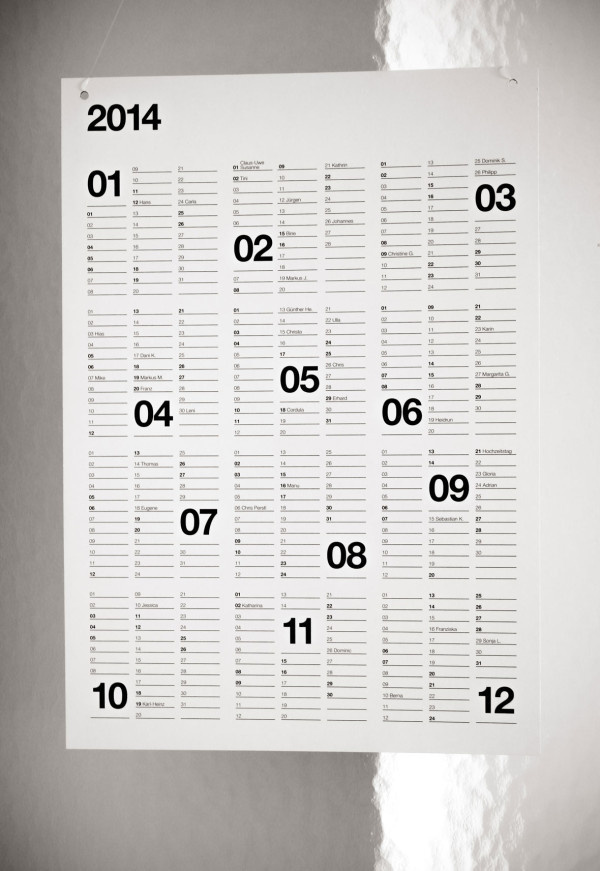 Helvetica calendar