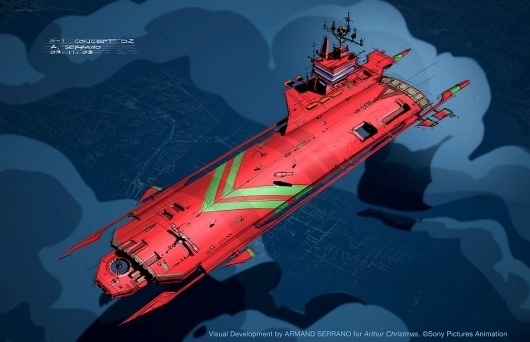 A R M A N DÂ Â S E R R A N O: Arthur Christmas 2: The S-1 #spaceship #clouds #concept #art