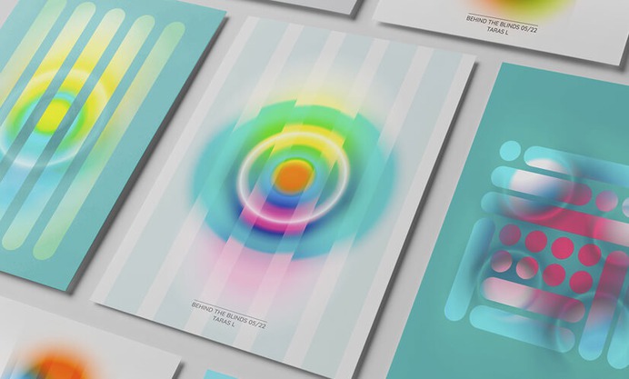 Creative poster designs with colorful gradient shapes