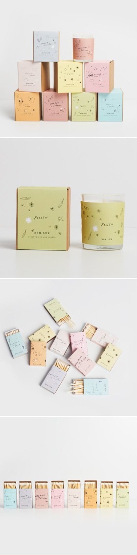 Australian scented gift! POLLEN scented soy wax candle- glass votive + illustrated gift box, wattle - pastel scented candle