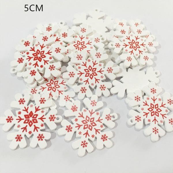 Natural Snowflake Wood Pendant & Drop Ornaments Christmas Tree Wood Craft Xmas Tree Decorations for Home