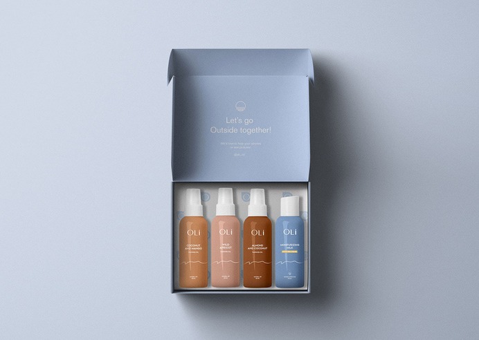 Oli cosmetic branding - Mindsparkle Mag Anastasia Dunaeva designed Oli – the new tanning oils line, so they wanted to create catchy brand positioning in minds of new customers. #logo #packaging #identity #branding #design #color #photography #graphic #design #gallery #blog #project #mindsparkle #mag #beautiful #portfolio #designer