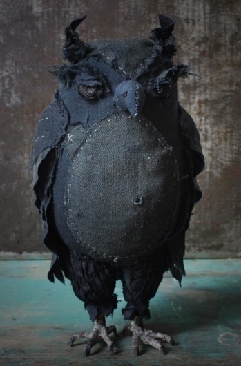 ann wood #thread #found #objects #scrap #owl #fabric #needle #diy #sewing