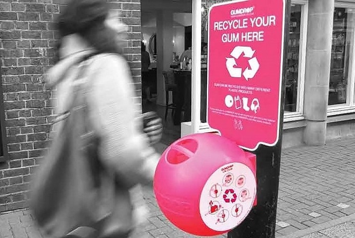 Keep #streets free of unsightly #gum splotches with the Gumdrop Bin. Not only does it reduce chewing gum #litter, but it's made from recycle