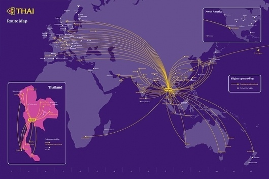 Infographic design idea #295: Flight route map #mandala #route #flight #infographic #design #graphic #map #thai #studio #airways
