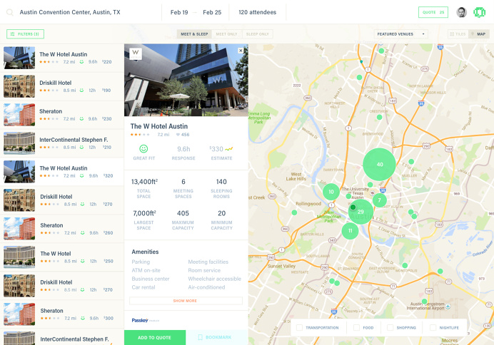 Venue Search and organization tool for event planners
