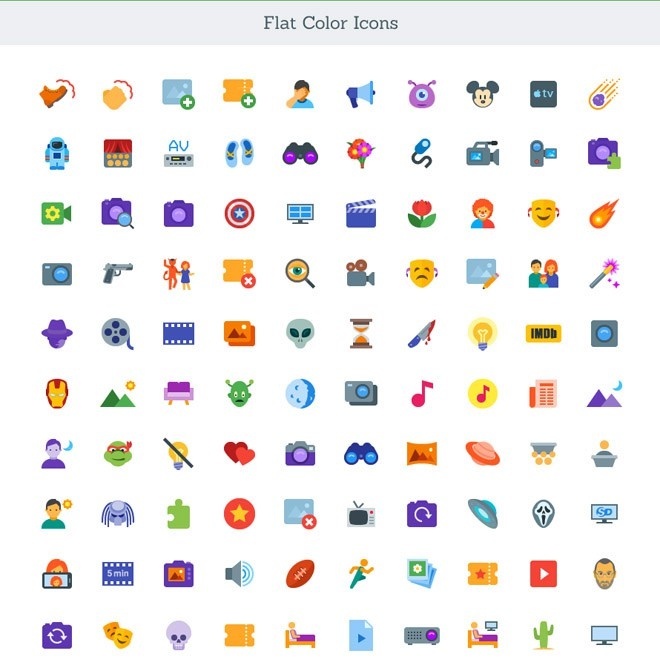 200 Free Cinema Icons (Flat and Windows 10)