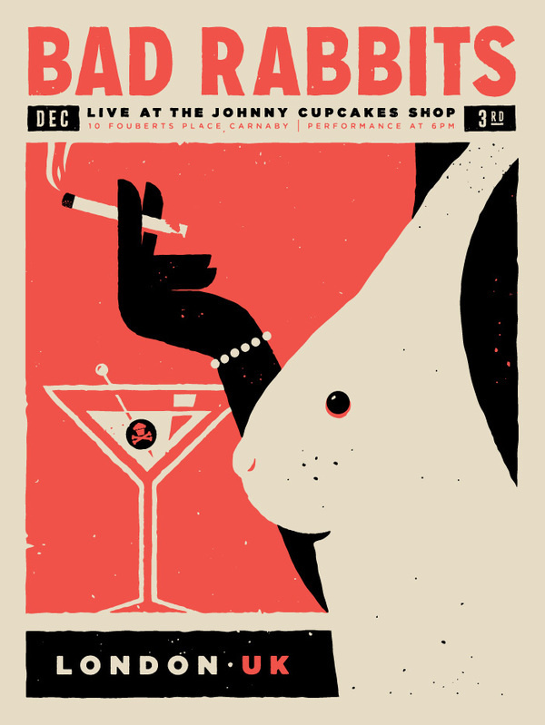 Bad Rabbits Poster For Their Performance At The Johnny Cupcakes Store In London Chris Bad Rabbits Poster For Their Performance At The Johnny Cupcakes Store In London Chris