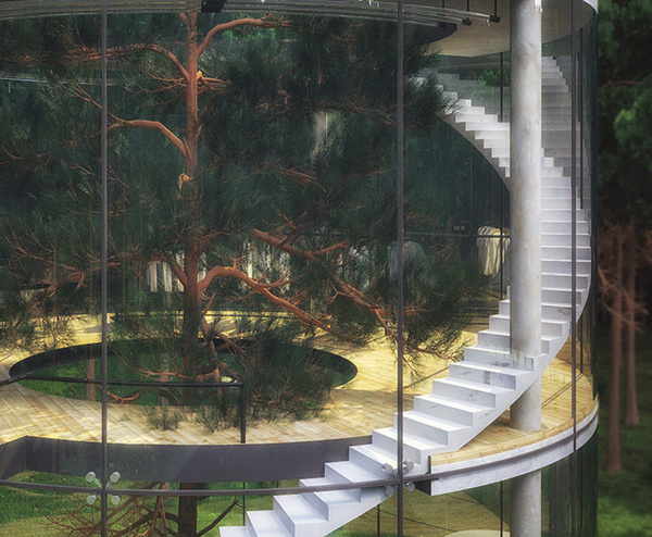 CJWHO ™ (A Labyrinth Abstracted: Tree In The House by...) #tree #labyrinth #design #landscape #wood #concept #architecture