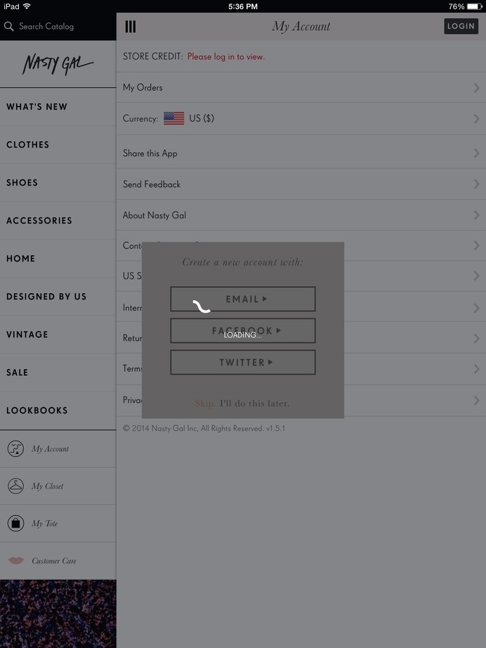 Nasty Gal #ipad #ui