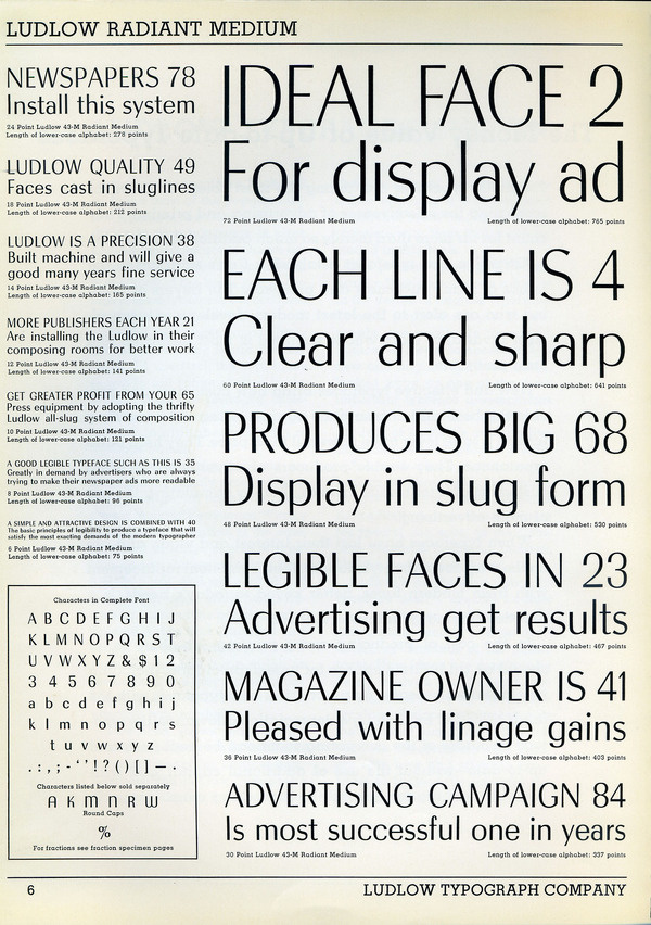 Radiant Medium type specimen #radiant #type #ludlow #specimen