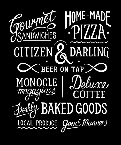 Typography for Yourstruly CafeJustin Poulter illustration and lettering.https://www.behance.net/justinpoulter #poulter #justin #typography