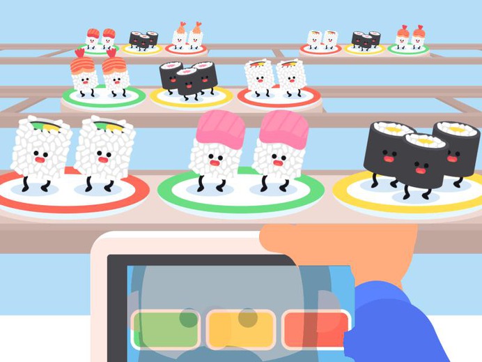 GIF animation every day - Eating flying sushi.