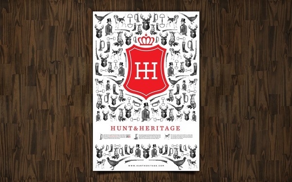 Hunt & Heritage Poster - by Cecilia Hedin #fox #print #shield #poster #hunt