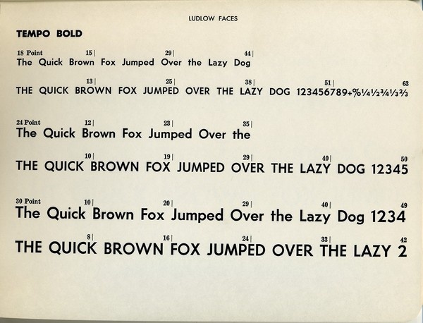 Tempo Bold type specimen #type #ludlow #specimen