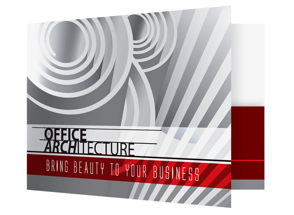 Office Architecture Single Pocket Folder Template (Front Open View) #spirals #business #geometric #architecture #folder