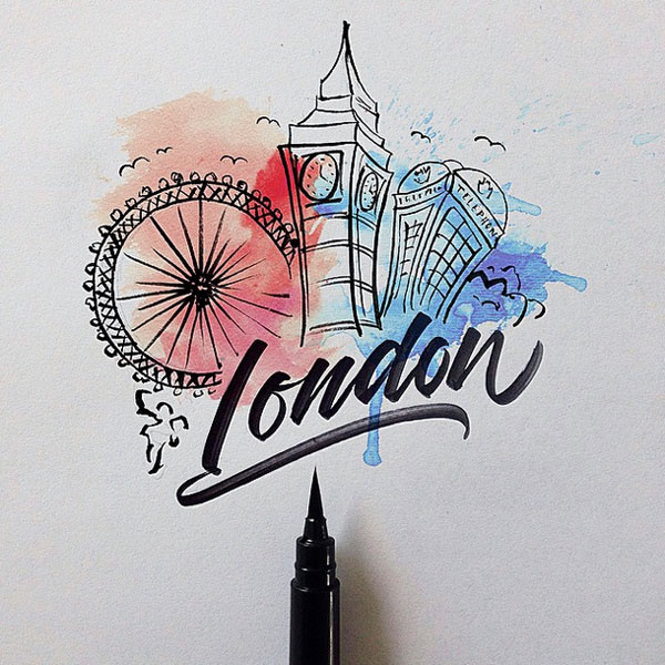 Cities around the world with a Brushpen by David Milan