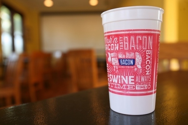 Sanctuary Printshop » Bacon branded cups #texas #austin #type #bacon #typography