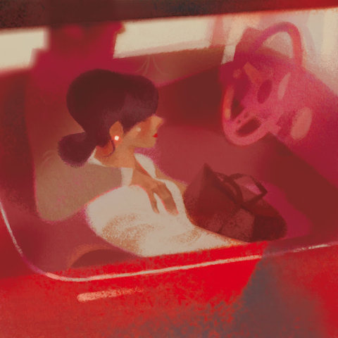 annette marnat #illustration #red #car #girl
